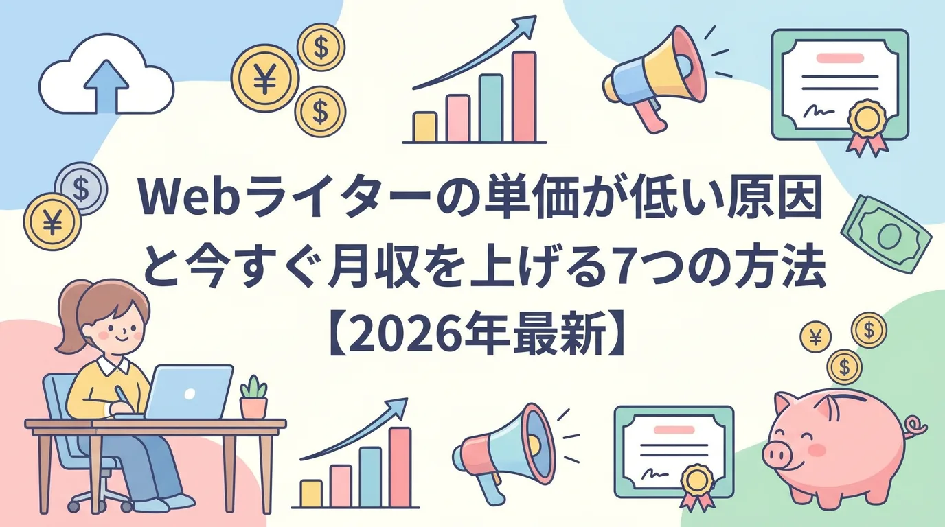 Webライターの単価が低い原因と今すぐ月収を上げる7つの方法【2026年最新】