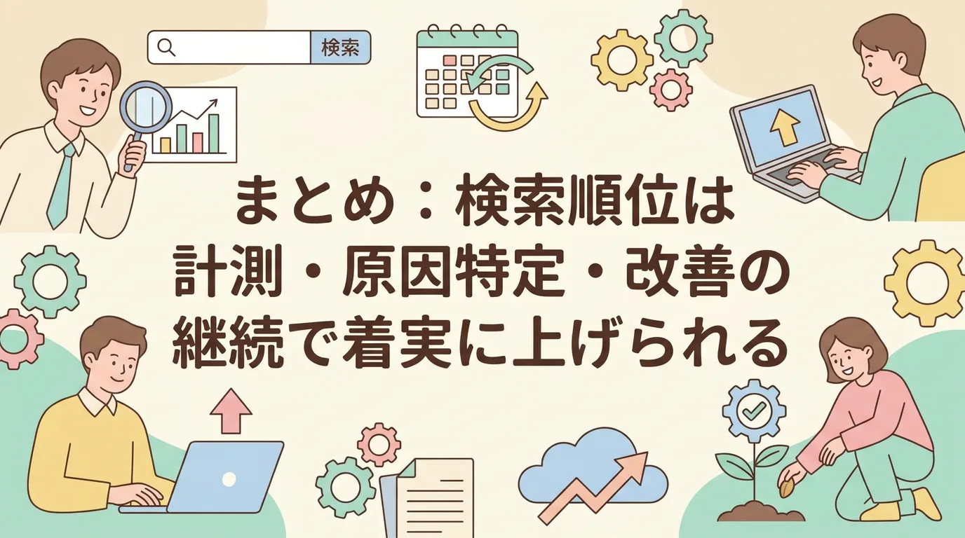 まとめ:検索順位は計測・原因特定・改善の継続で着実に上げられる