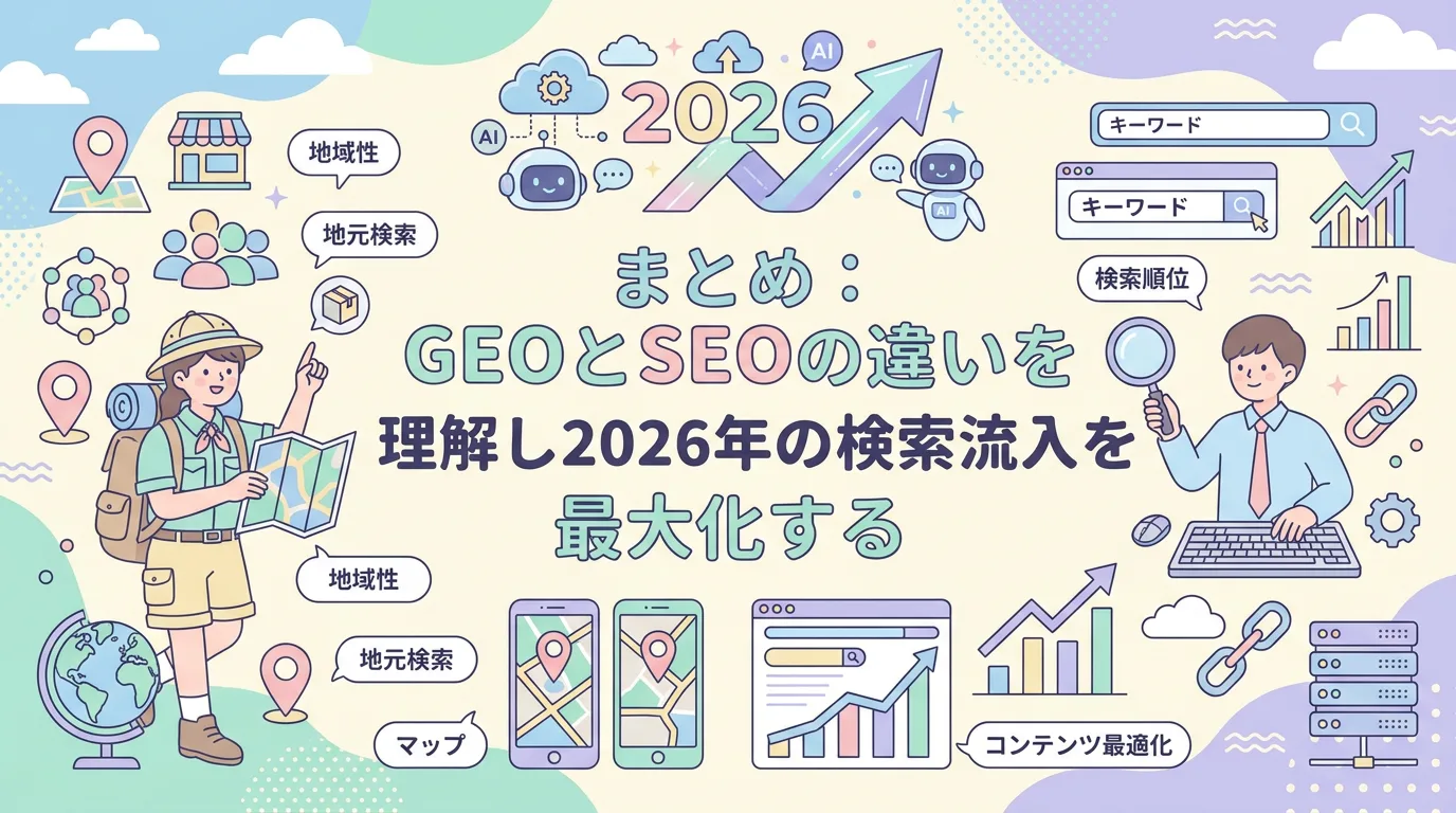まとめ:GEOとSEOの違いを理解し2026年の検索流入を最大化する