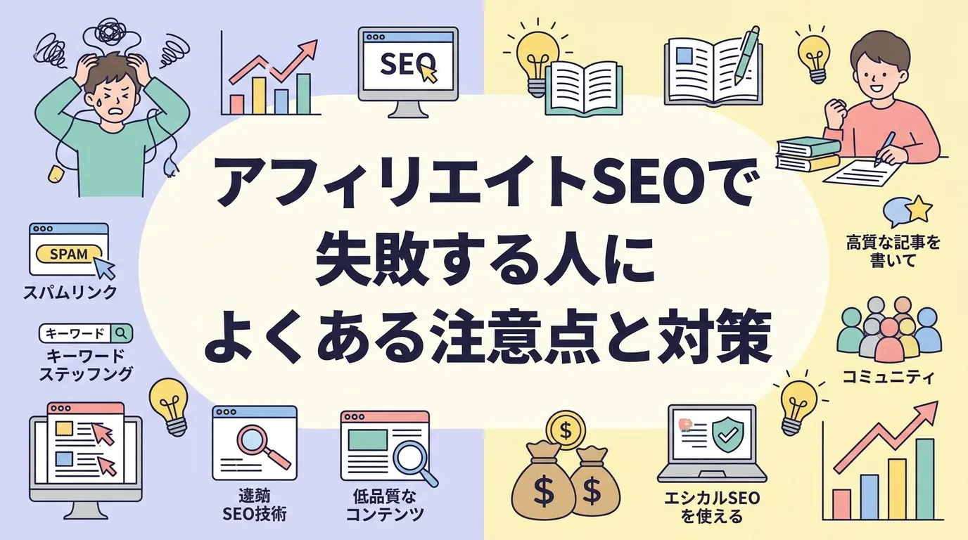 アフィリエイトSEOで失敗する人によくある注意点と対策