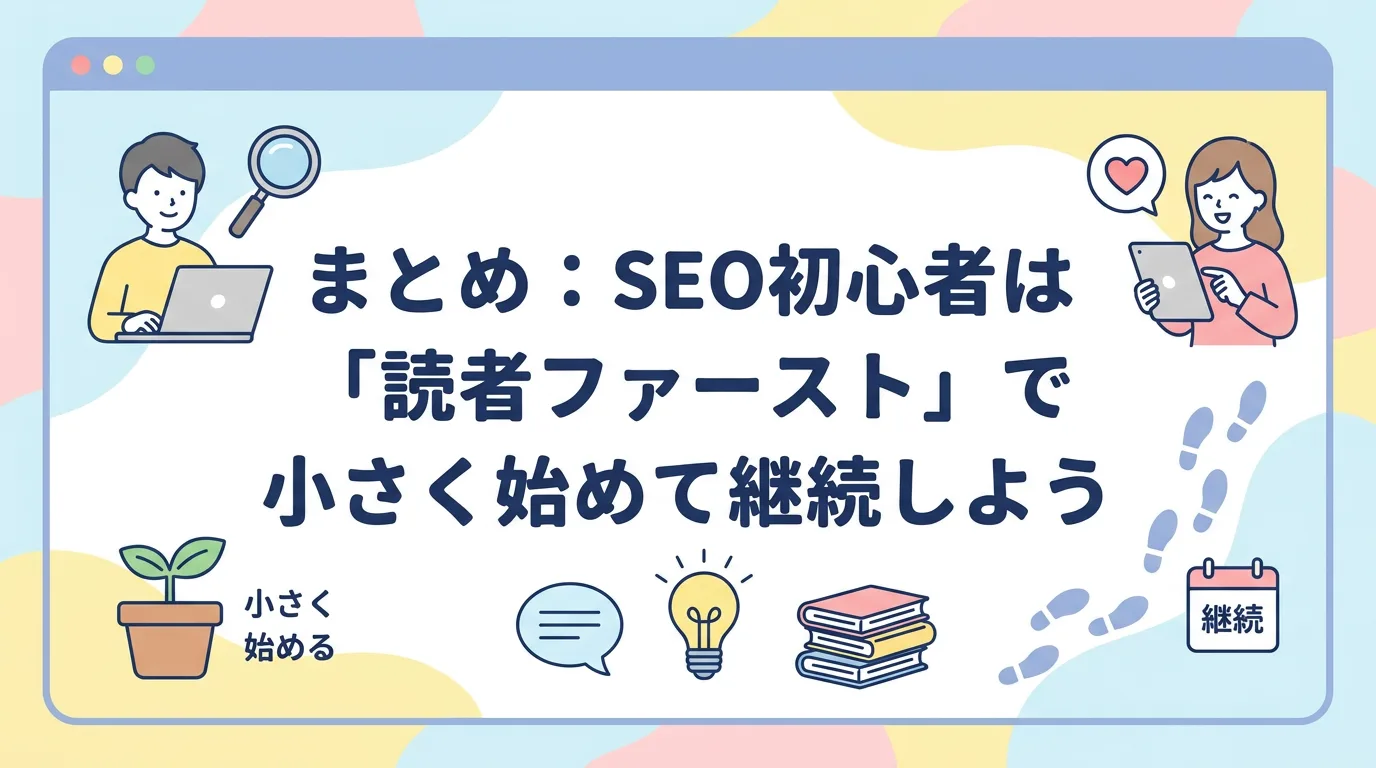 まとめ:SEO初心者は「読者ファースト」で小さく始めて継続しよう