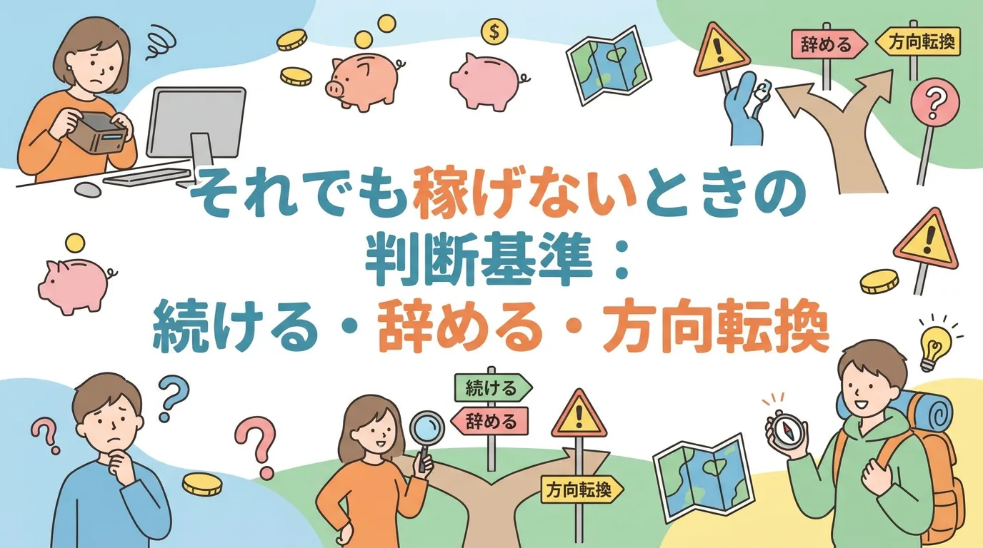 それでも稼げないときの判断基準:続ける・辞める・方向転換
