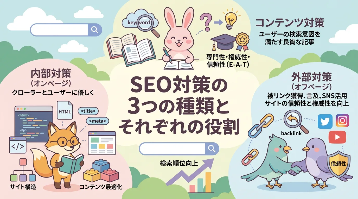 SEO対策の3つの種類とそれぞれの役割