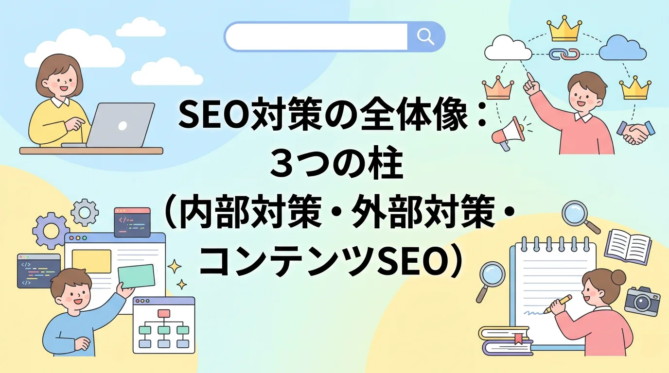 SEO対策の全体像:3つの柱(内部対策・外部対策・コンテンツSEO)