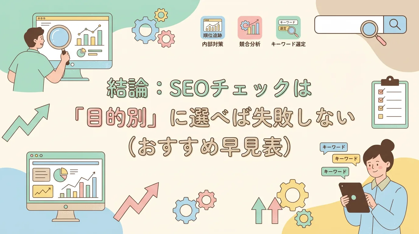 結論:SEOチェックは「目的別」に選べば失敗しない(おすすめ早見表)