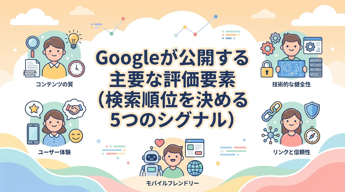 Googleが公開する主要な評価要素(検索順位を決める5つのシグナル)