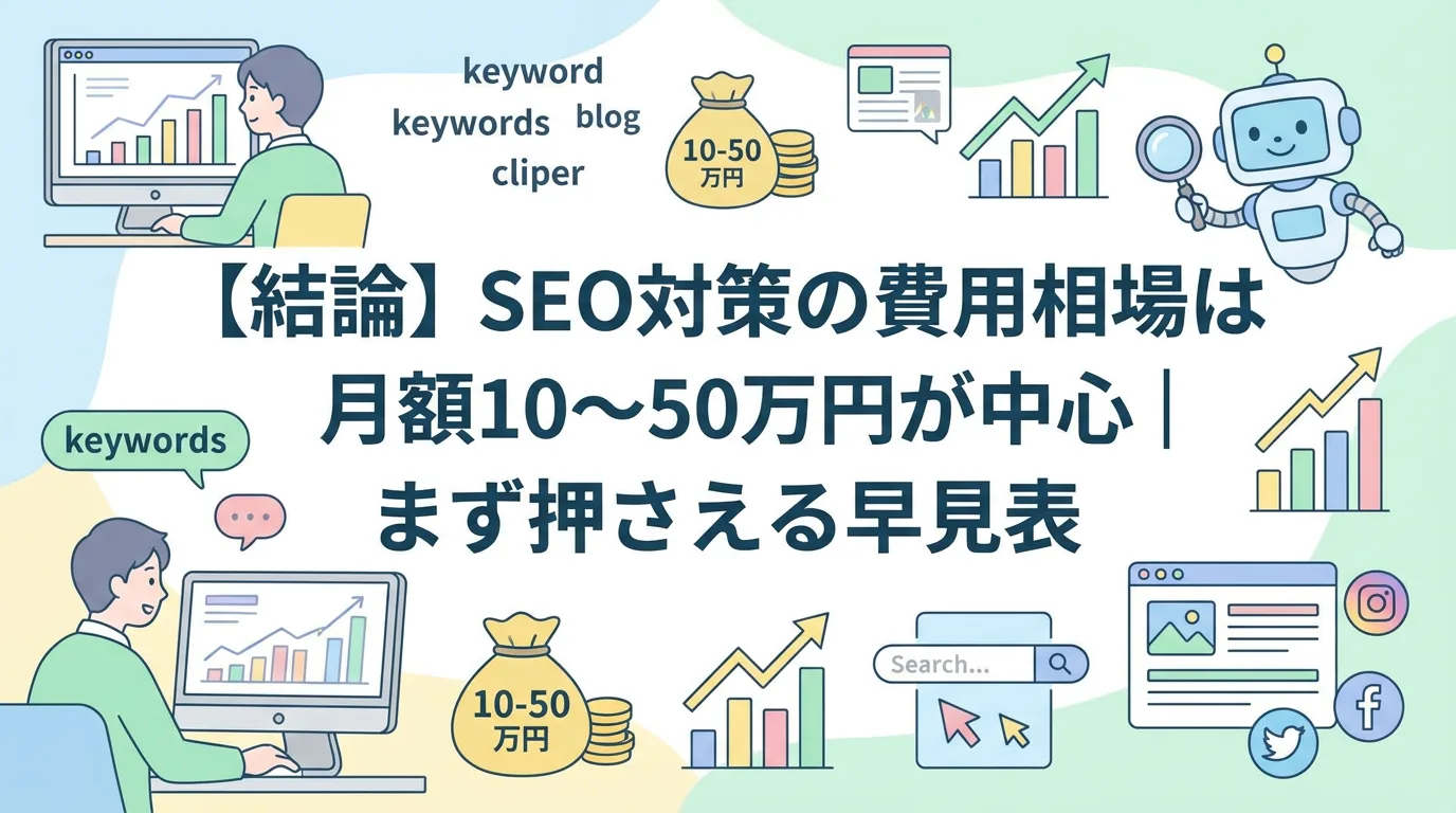 【結論】SEO対策の費用相場は月額10〜50万円が中心|まず押さえる早見表