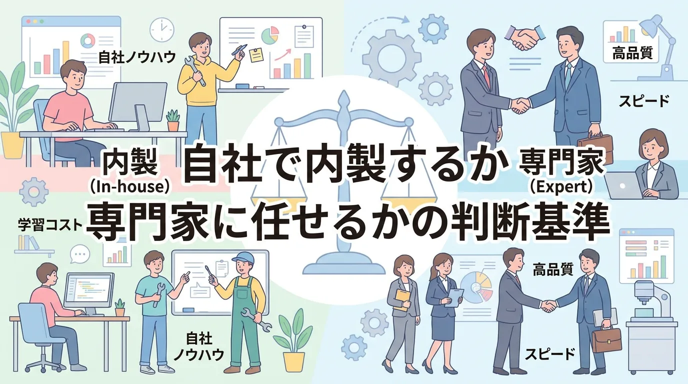 自社で内製するか専門家に任せるかの判断基準