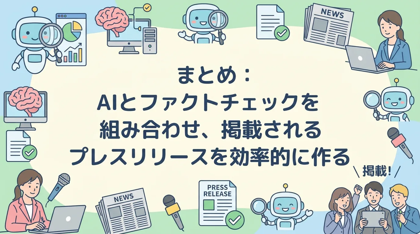まとめ:AIとファクトチェックを組み合わせ、掲載されるプレスリリースを効率的に作る