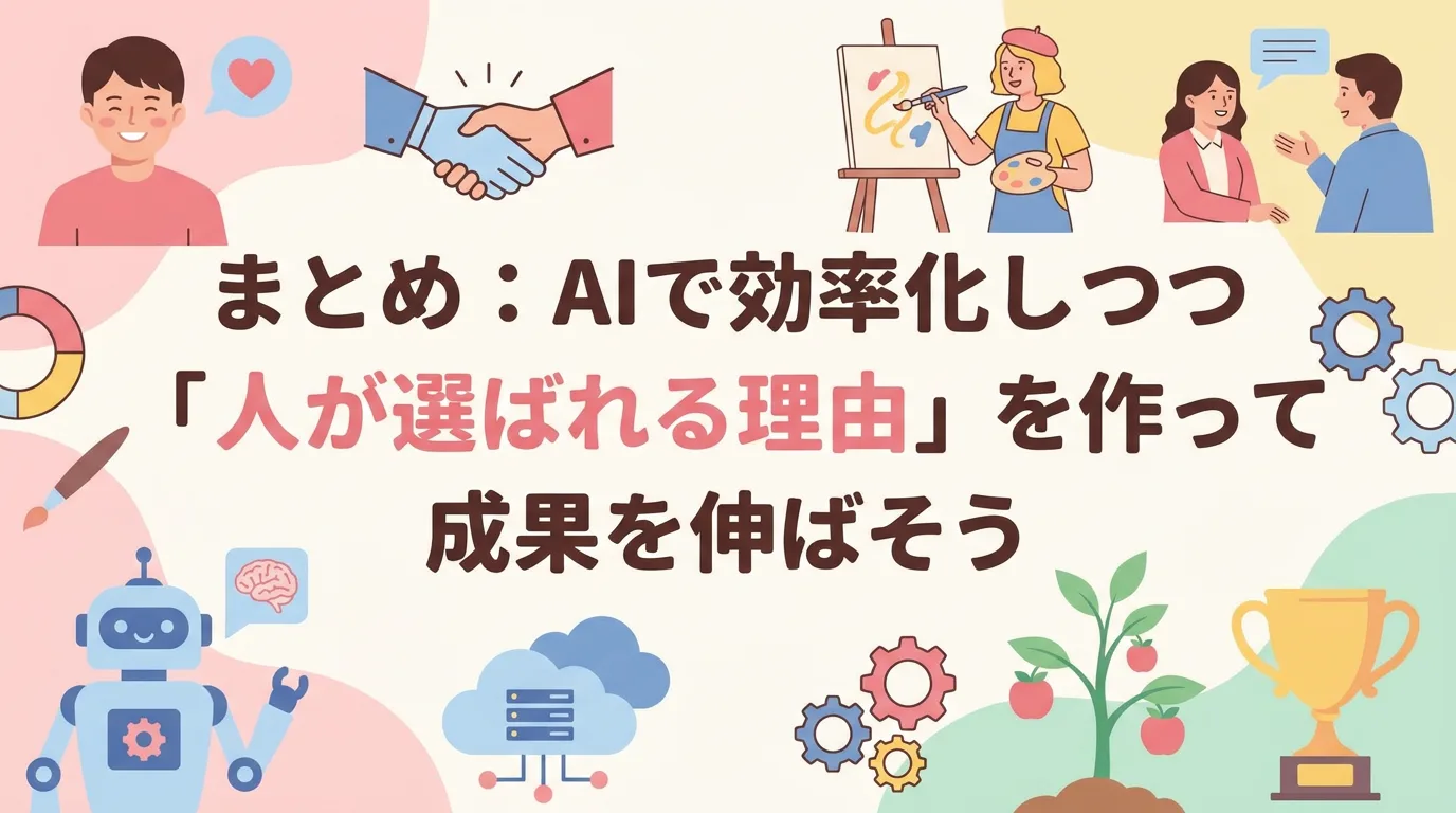 まとめ:AIで効率化しつつ「人が選ばれる理由」を作って成果を伸ばそう