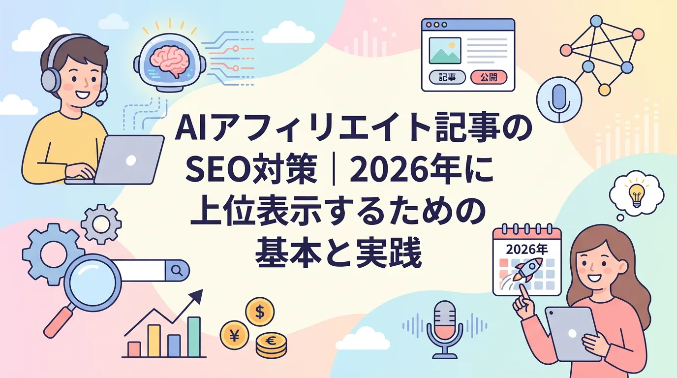 AIアフィリエイト記事のSEO対策|2026年に上位表示するための基本と実践