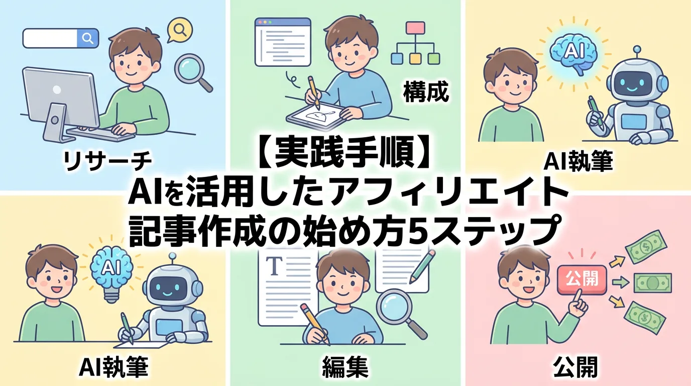 【実践手順】AIを活用したアフィリエイト記事作成の始め方5ステップ