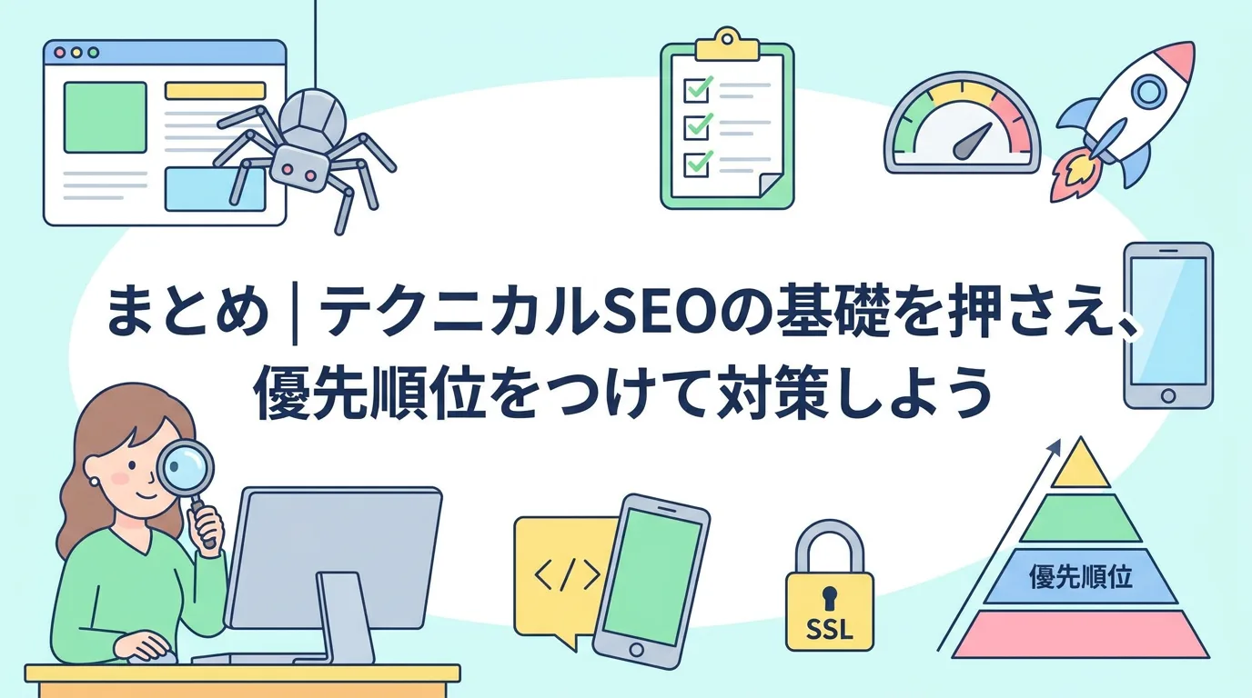 まとめ|テクニカルSEOの基礎を押さえ、優先順位をつけて対策しよう